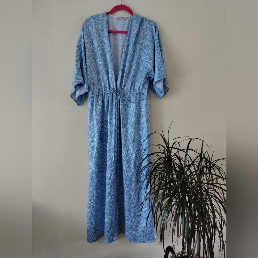 Light Blue Geometric Duster Medium